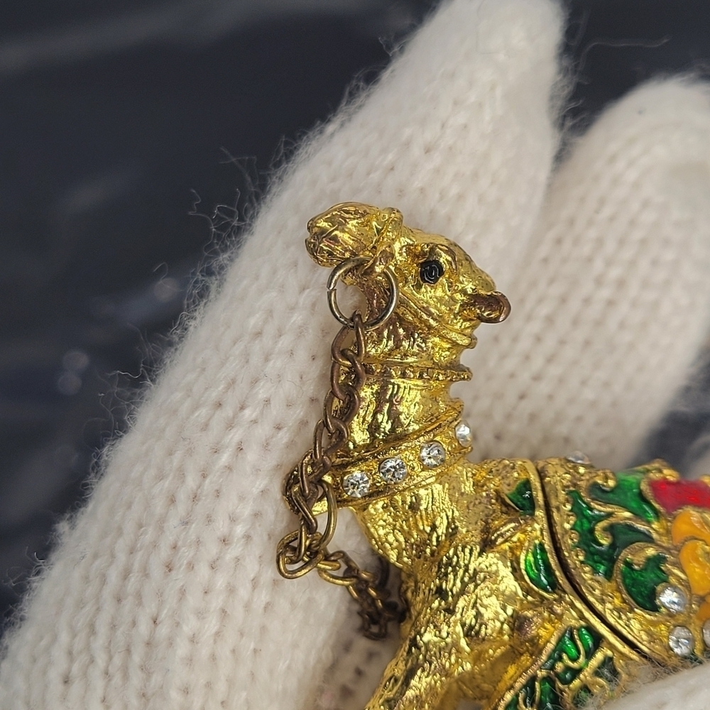 Camel Jewelry Box Trinket Box Decorative Enamel vintage Style Kewel encrusted - Picture 6 of 8